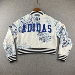 Adidas, London Floral Short Crop Jacket Supergirl, White/Blue, Women's, Size M